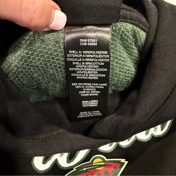 NHL • MN Wild Kids Fleece Hoodie - Picture 4 of 5